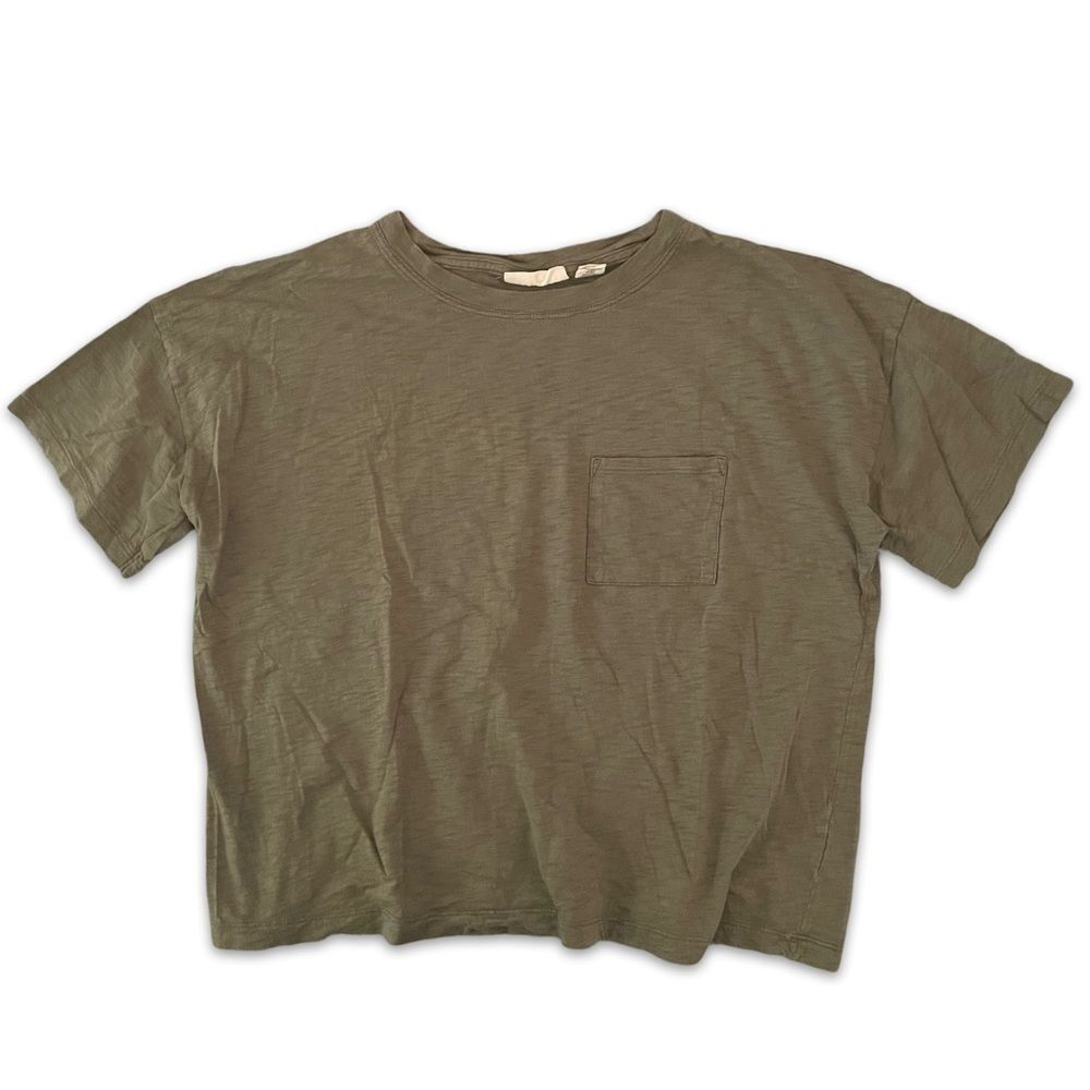 Christian Siriano pima cotton boxy crop style crew neck slub tee size medium
